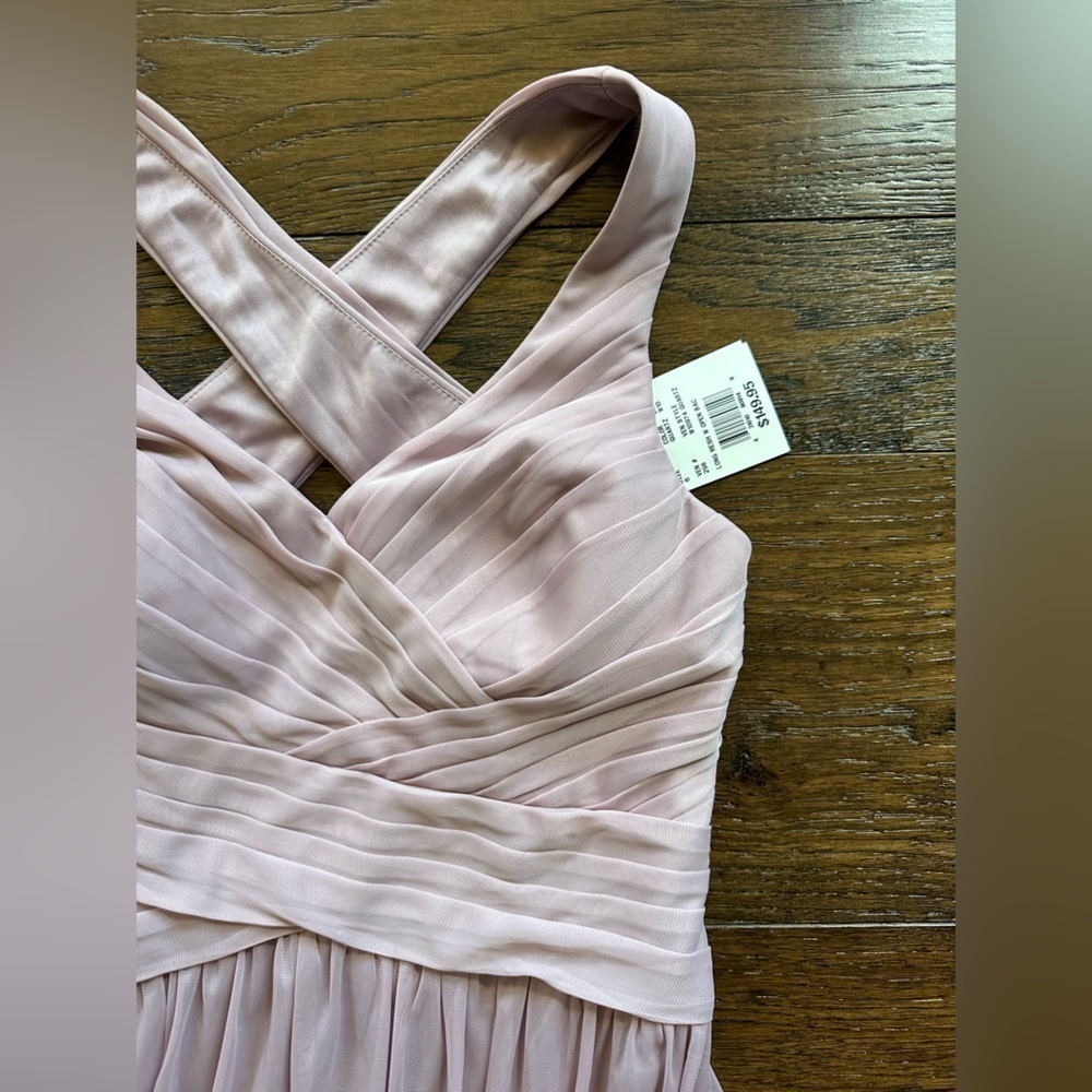 David's Bridal Mauve Ruched Halter Dress- size 6 - Picture 2 of 5